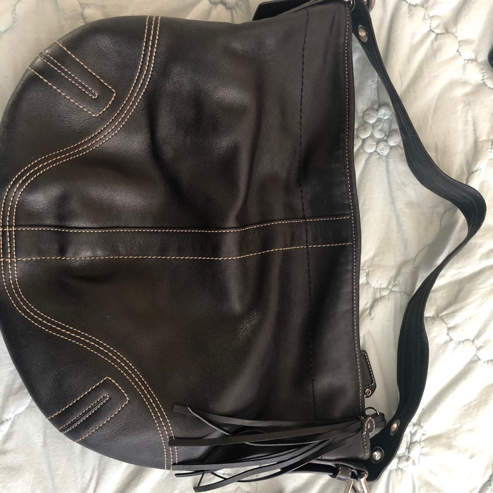 Black Leather Coach Saddle Bag